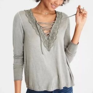 AMERICAN EAGLE Green Soft & Sexy Top L